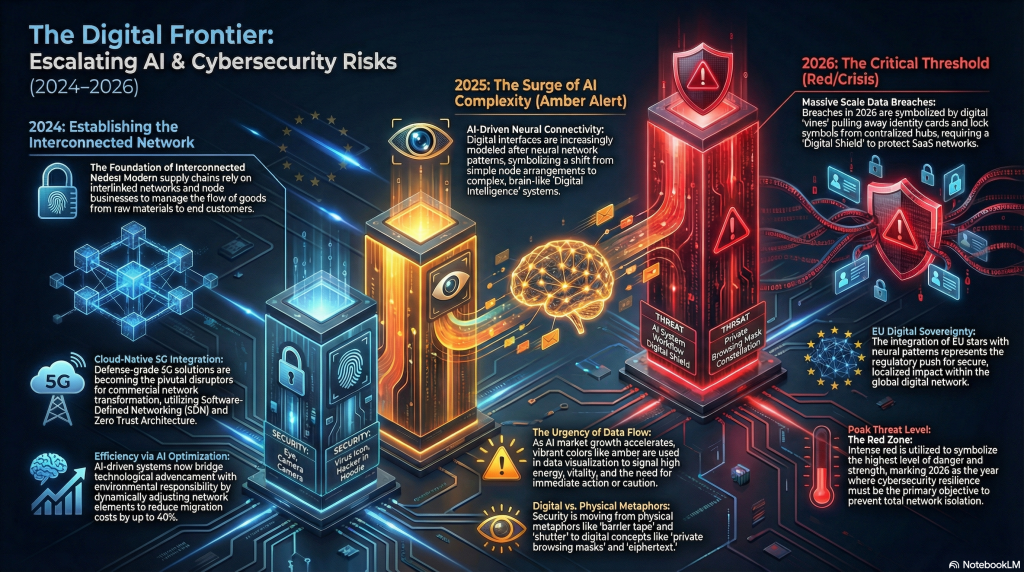 futuristic infografic of data leaks from 2024 to 2026