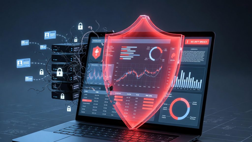 Laptop with a protective shield