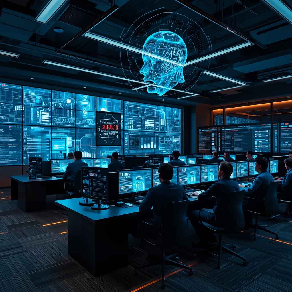 Modern cybersecurity operations center visualised